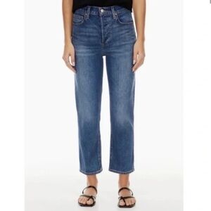 ARITZIA Denim Forum Arlo Straight Crop Jeans Raw Hem Blue 23